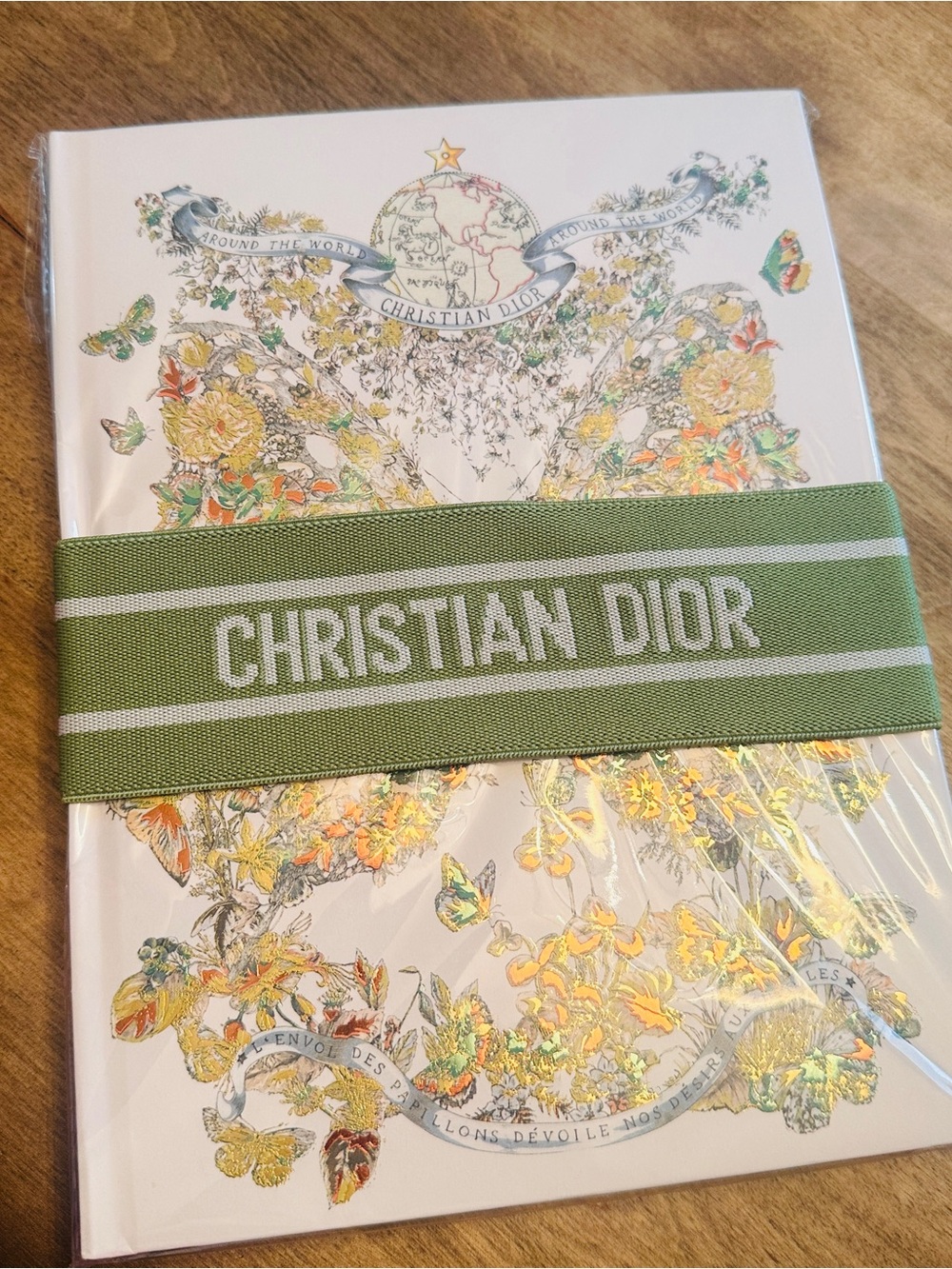 Dior Green Web Logo Ribbon Floral Notebook